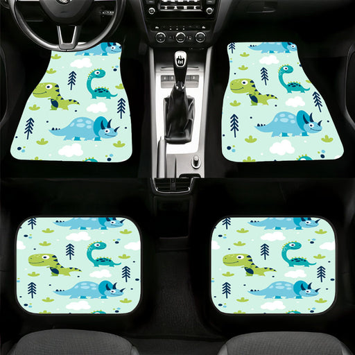 triceratops dinosaur blue pattern Car floor mats Universal fit