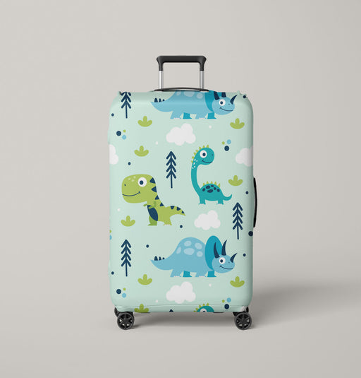 triceratops dinosaur blue pattern Luggage Cover | suitcase