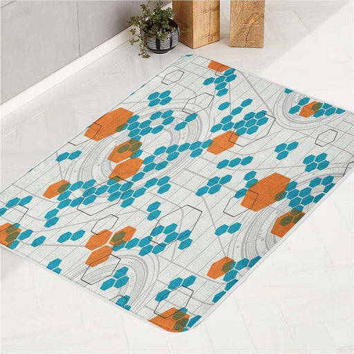 tron legacy hexagon futuristic bath rugs