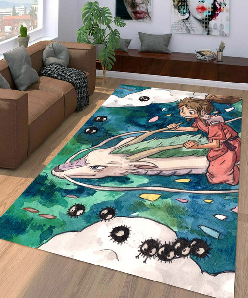 water color spirited away Living room carpet rugs