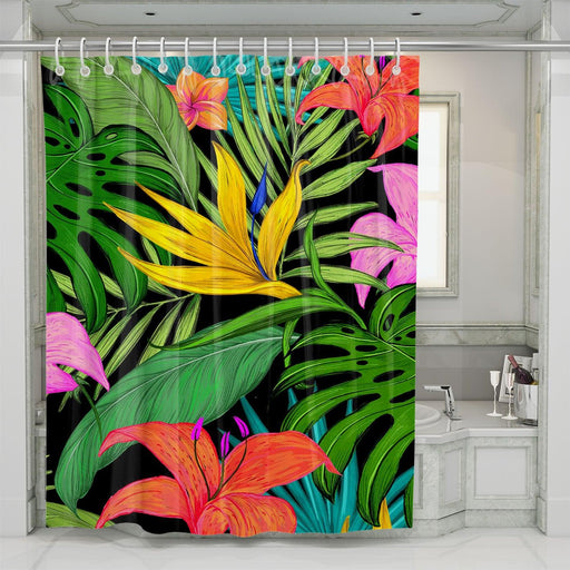 tropical flowers pattern shower curtains