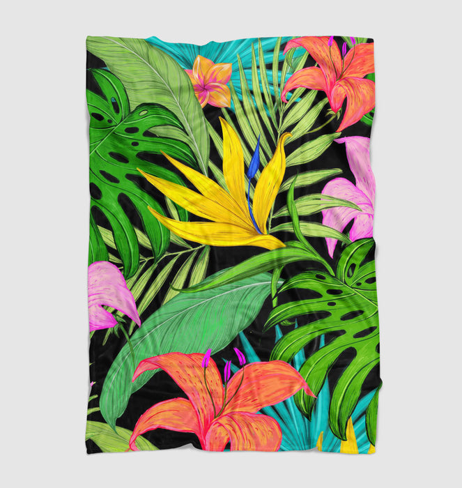 tropical flowers pattern Ultra soft fleece blanket