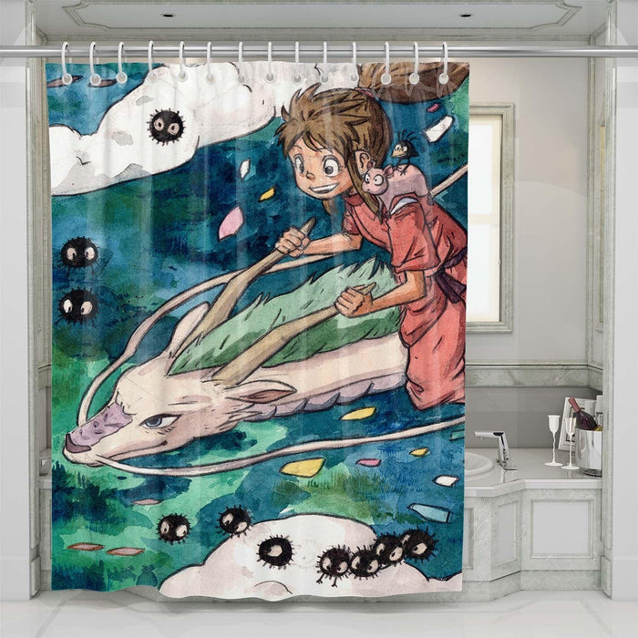 water color spirited away shower curtains