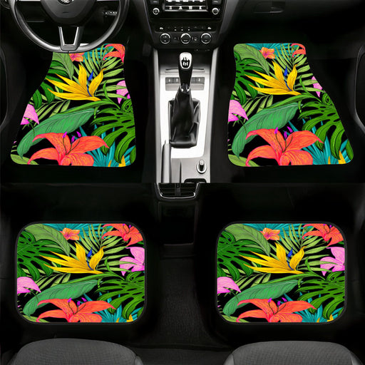 tropical flowers pattern Car floor mats Universal fit