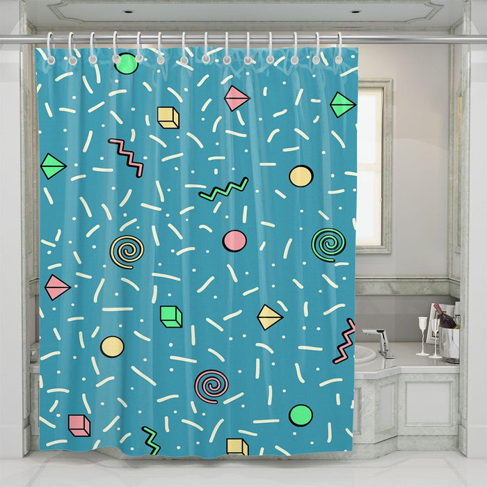 twirl box shapes pattern shower curtains