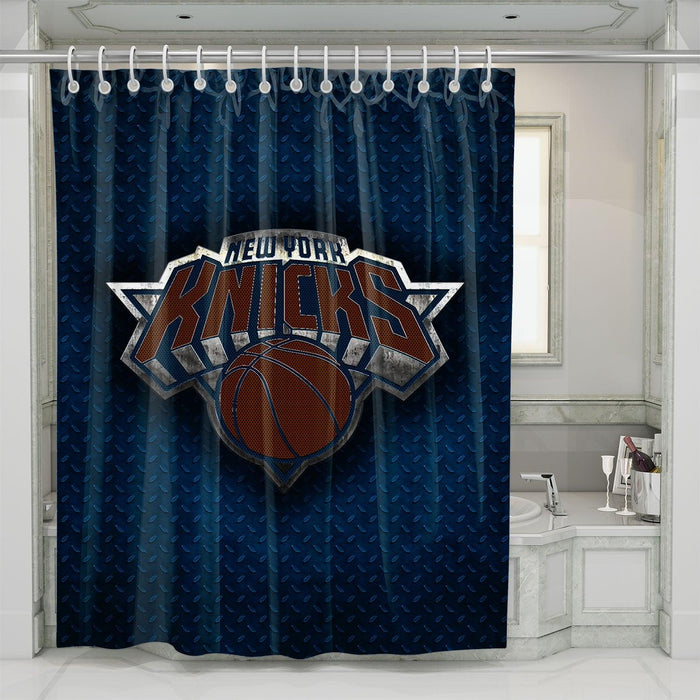 textured new york knicks metal shower curtains