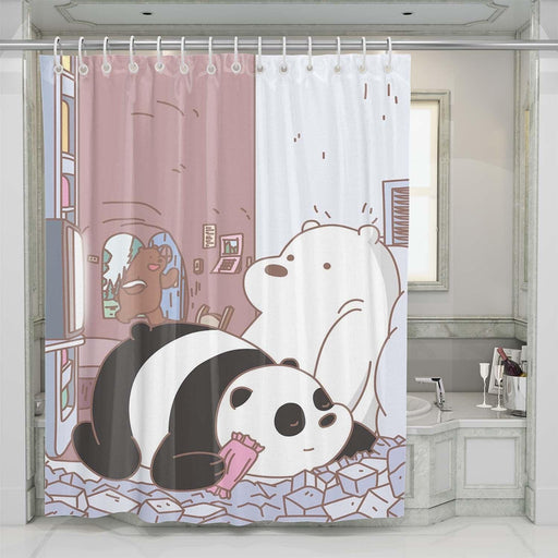 we bare bears illustration shower curtains