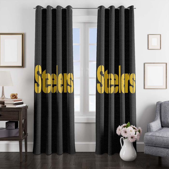 textured steelers yellow window Curtain