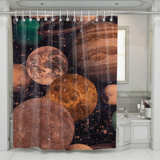 universe fill with big planet shower curtains