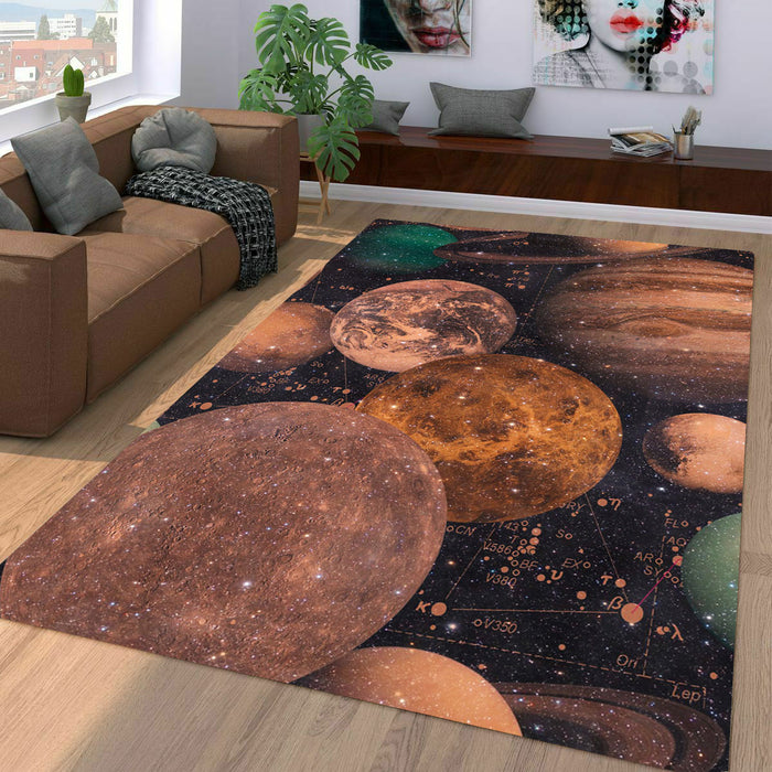 universe fill with big planet Living room carpet rugs