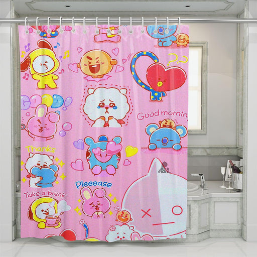 universtar bt21 character bts shower curtains