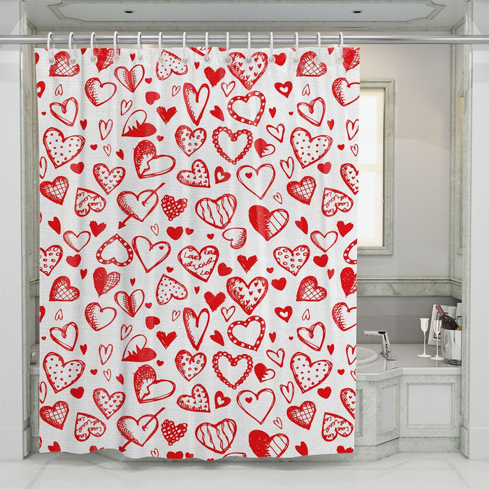 valentine red heart writing icon shower curtains