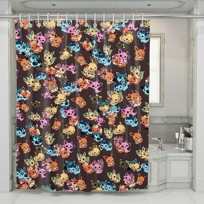 vaporeon flareon and friends shower curtains