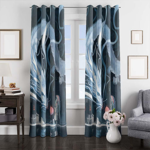 white dragon mythology window curtains