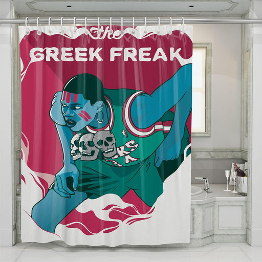 the greek freak player nba art grime shower curtains