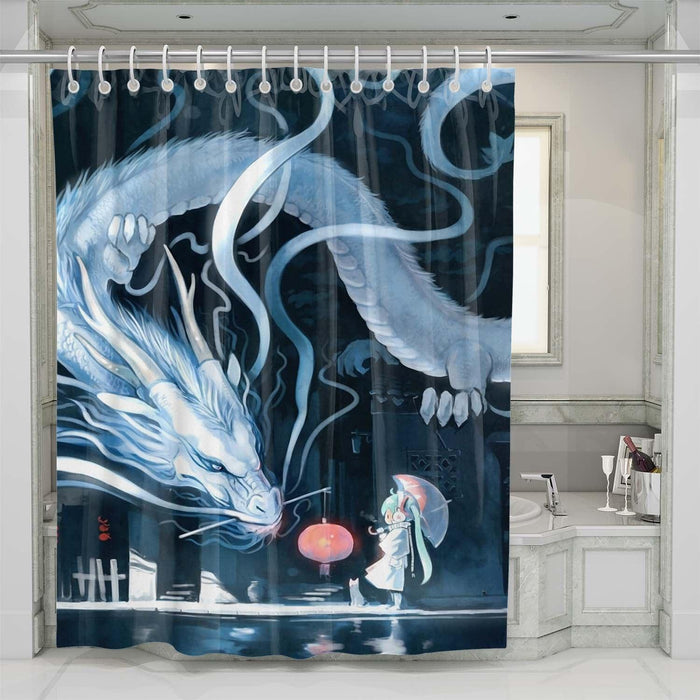 white dragon mythology shower curtains