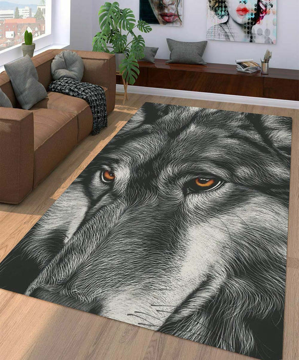 wolf detail art Living room carpet rugs