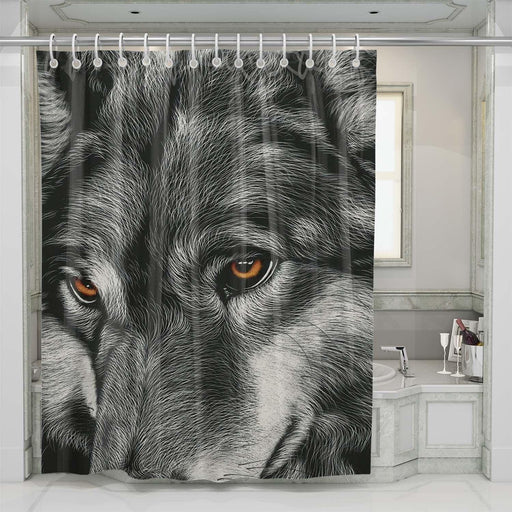 wolf detail art shower curtains