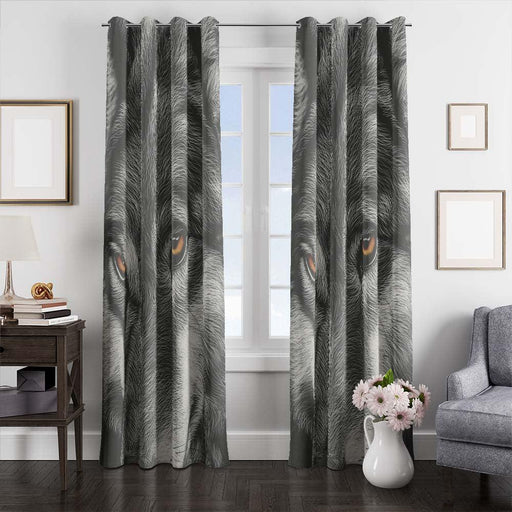 wolf detail art window curtains
