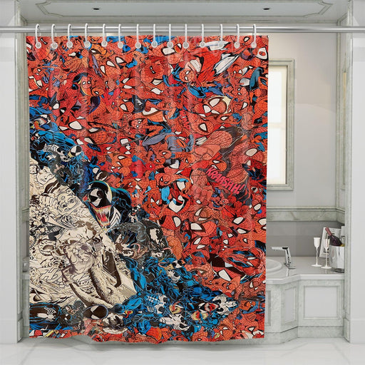 venom vs spiderman comic marvel shower curtains