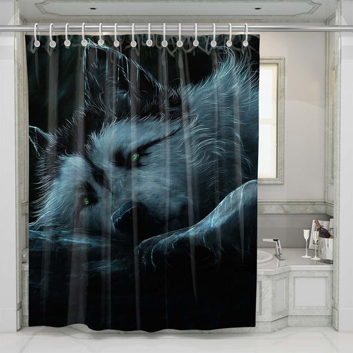 wolf in the rain shower curtains