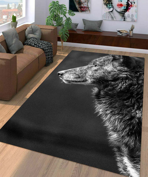 wolf monochrome Living room carpet rugs