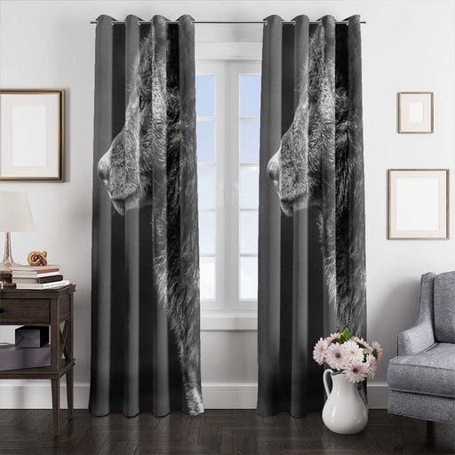 wolf monochrome window curtains