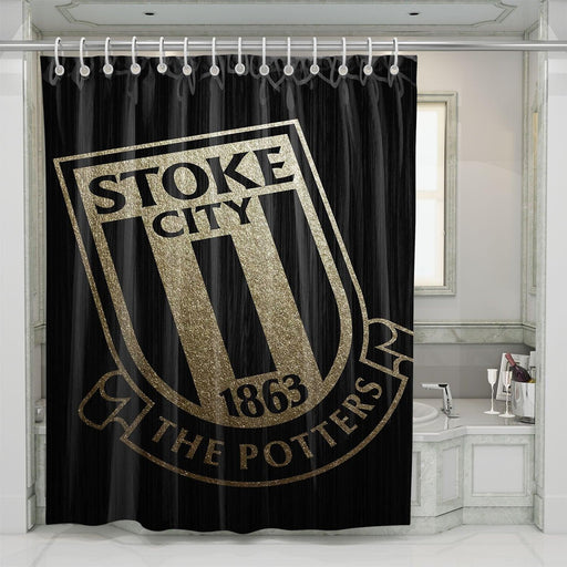 the potters stock city logo shower curtains