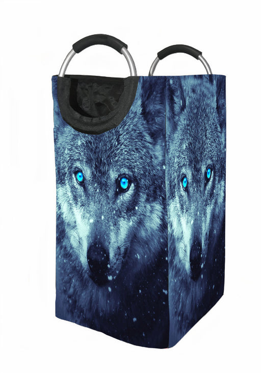 wolf on a cold Laundry Hamper | Laundry Basket