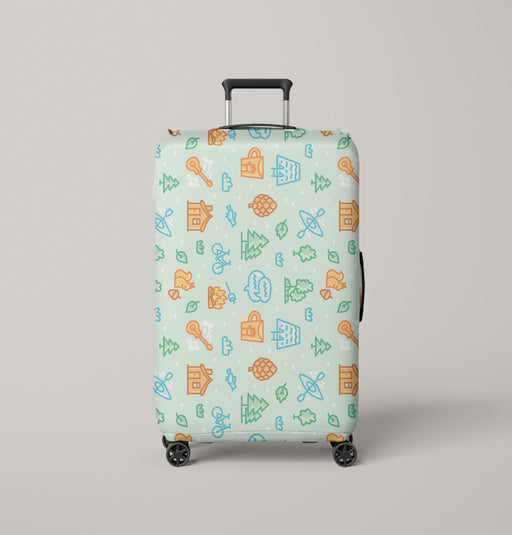 village icon house and tree Luggage Cover | suitcase