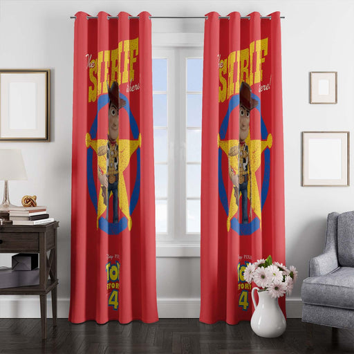 the sheriff is here woody window Curtain