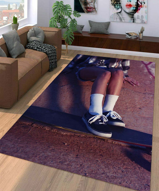 woman skateboarding Living room carpet rugs