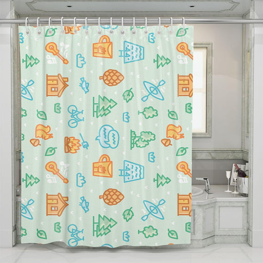 village icon house and tree shower curtains