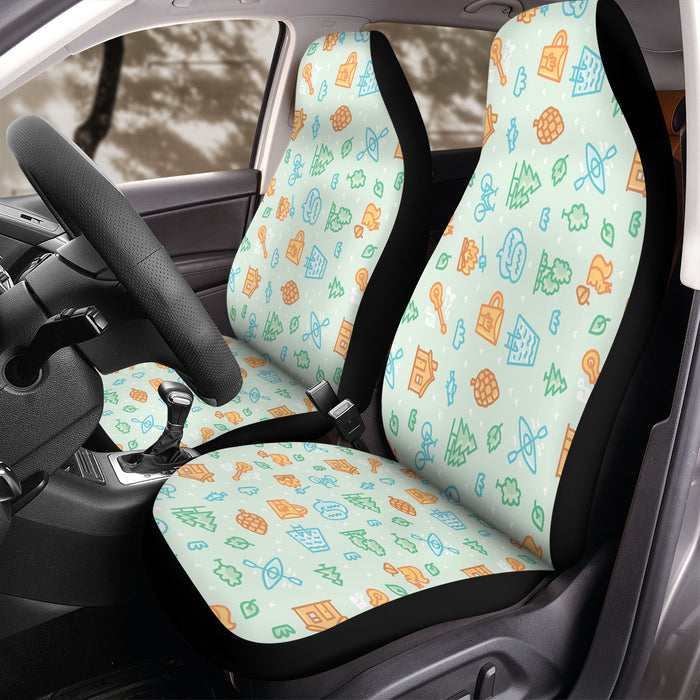 village icon house and tree Car Seat Covers