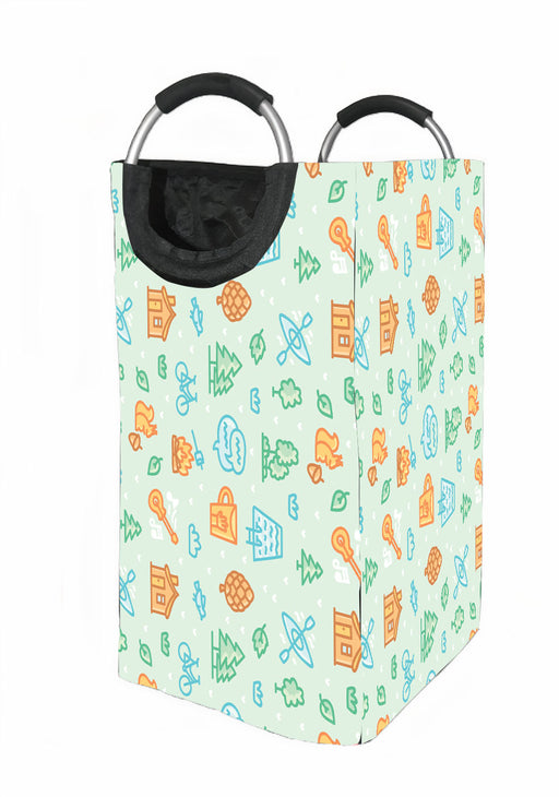 village icon house and tree Laundry Hamper | Laundry Basket