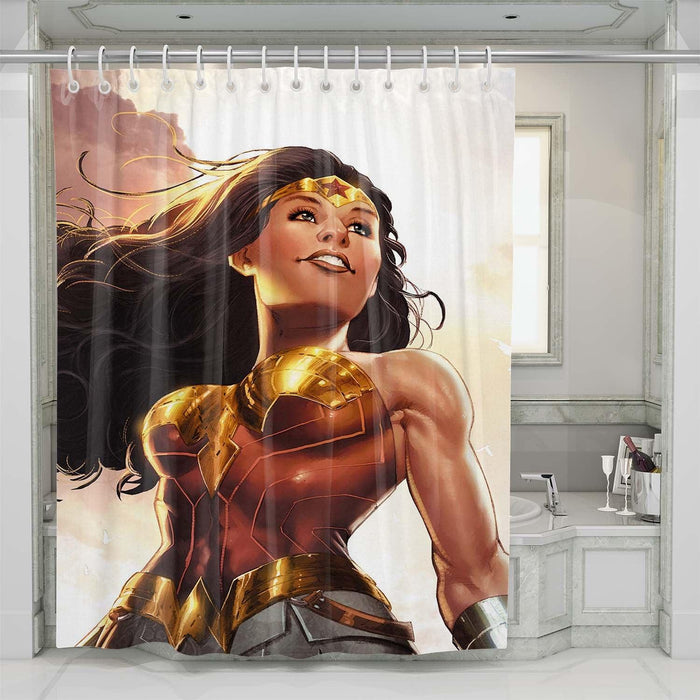 wonder woman digital painting shower curtains