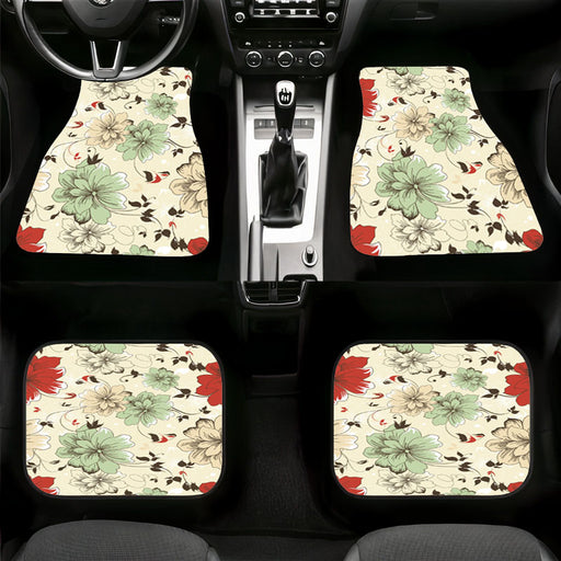 vintage flora pattern blue to red Car floor mats Universal fit