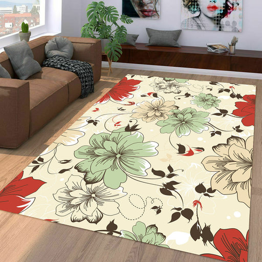 vintage flora pattern blue to red Living room carpet rugs