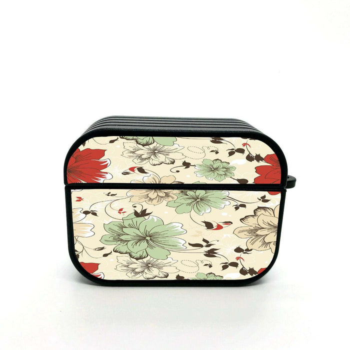 vintage flora pattern blue to red airpods case