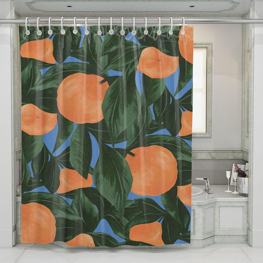 vintage orange plant painting shower curtains