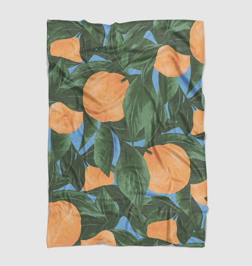 vintage orange plant painting Ultra soft fleece blanket