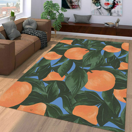 vintage orange plant painting Living room carpet rugs