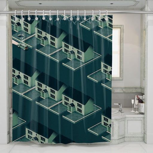 vivarium isometric house shower curtains