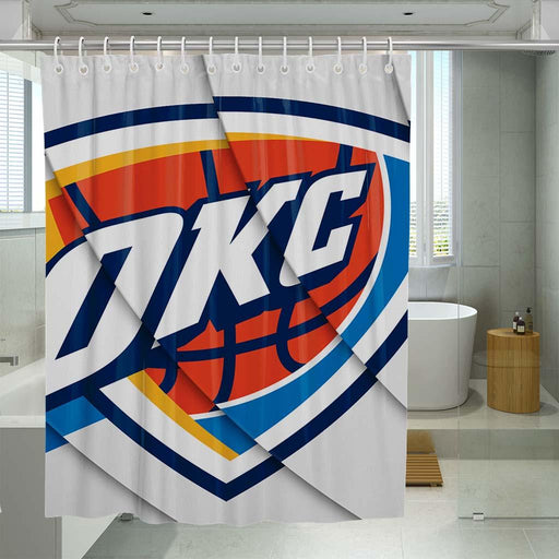 wave oklahoma city thunder white shower curtains - Grovycase