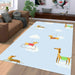 walkies dog puppies cartoon Living room carpet rugs