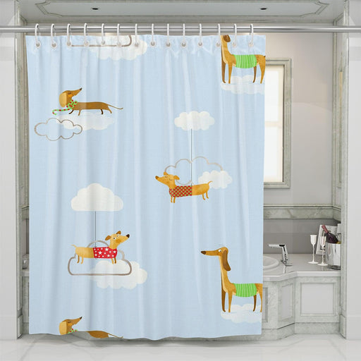 walkies dog puppies cartoon shower curtains