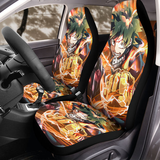 thunder midoriya izuku orange Car Seat Covers