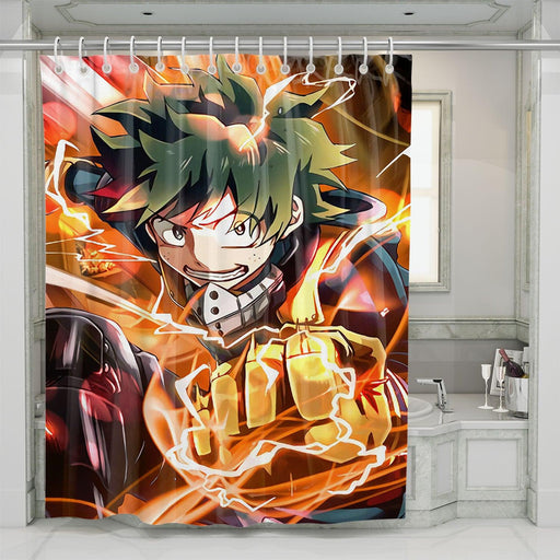 thunder midoriya izuku orange shower curtains