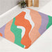 warm thick lines asymmetric bath rugs