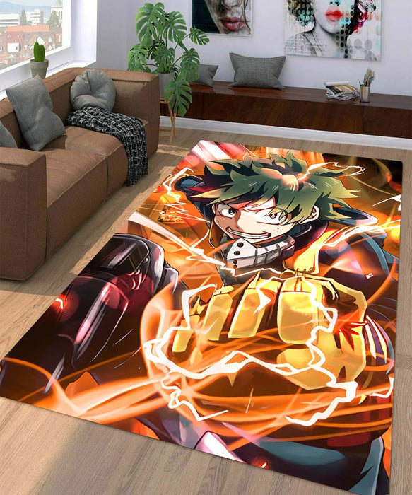 thunder midoriya izuku orange Living room carpet rugs